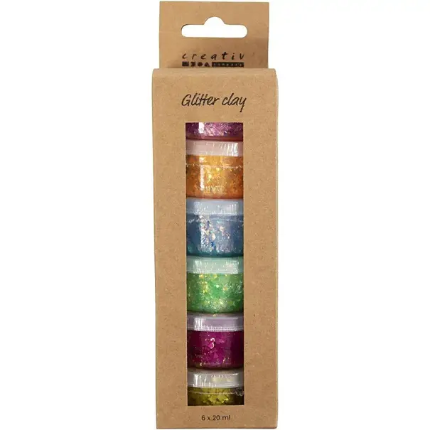 Creativ Company | GLITTER CLAY - Diverse Kleuren (6x20ml)