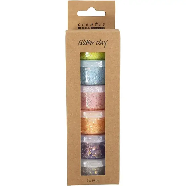 Creativ Company | GLITTER CLAY - Pastelkleuren (6x20ml)