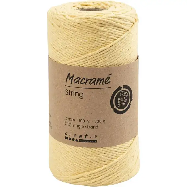 Creativ Company | 2mm Macramé Koord, Lichtgeel