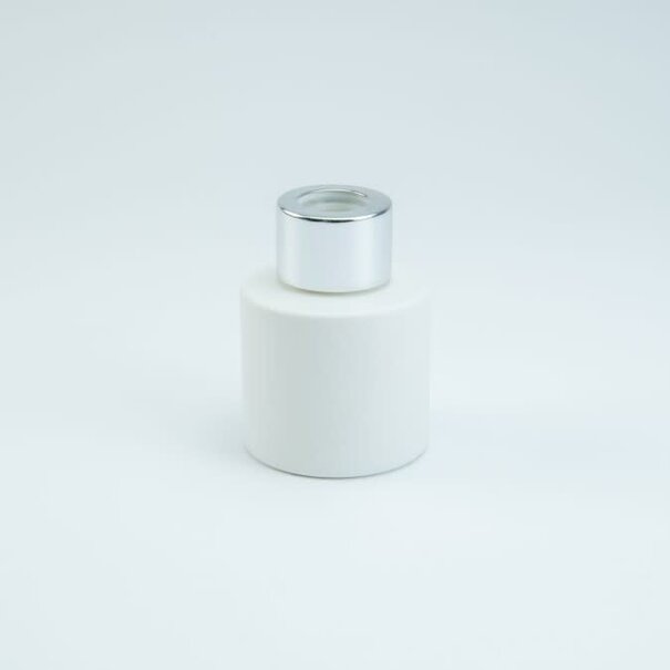 Parfumflesje Cylinder White met zilveren schroefdop - 50ml