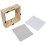 Spaarpot plexiglas met witte achtergrond
