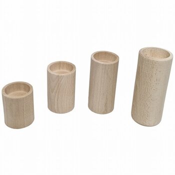 Waxinelichthouder rond staand beukenhout -  H 8 CM