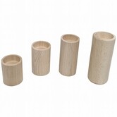 Waxinelichthouder rond staand beukenhout -  H 12 CM