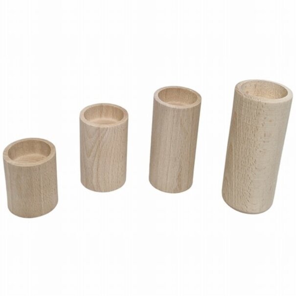 Waxinelichthouder rond staand beukenhout -  H 12 CM