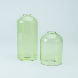 Set Van 2 Glazen Vazen - Zijdegroen