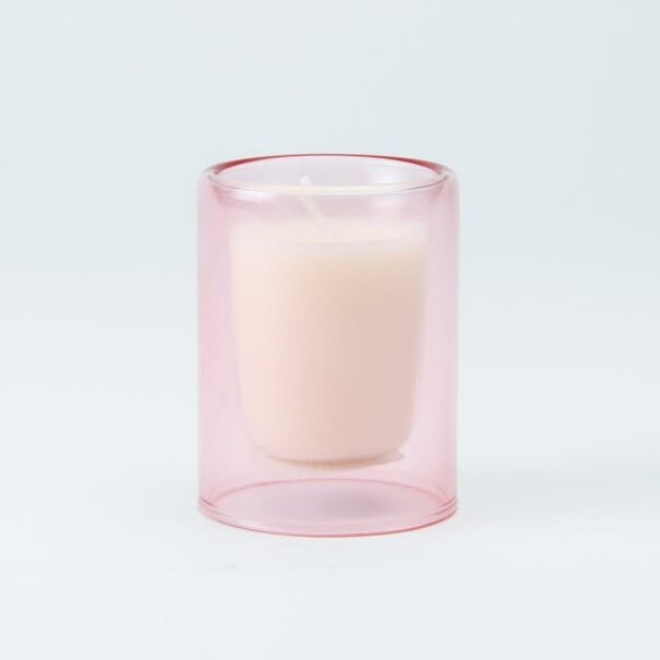 Dubbelwandig Glaasje Met Kaars - Blush (klein)