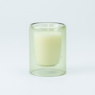 Dubbelwandig Glaasje Met Kaars - Zijdegroen (klein)