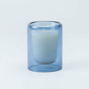 Dubbelwandig Glaasje Met Kaars - Blauw (klein)