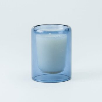 Dubbelwandig Glaasje Met Kaars - Blauw (klein)