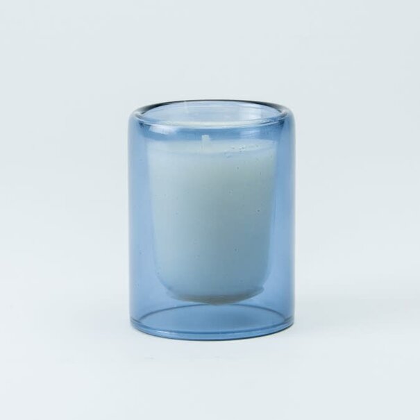 Dubbelwandig Glaasje Met Kaars - Blauw (klein)