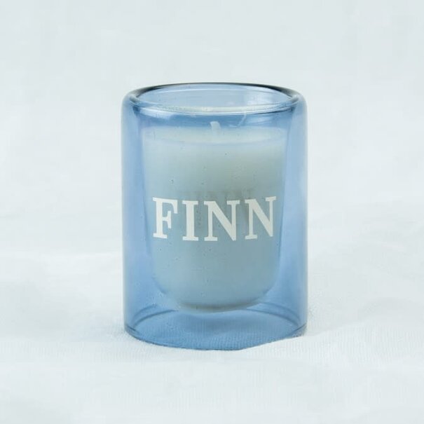 Dubbelwandig Glaasje Met Kaars - Blauw (klein)