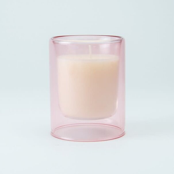 Dubbelwandig Glas Met Kaars - Blush (groot)