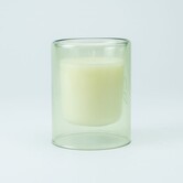 Dubbelwandig Glas Met Kaars - Zijdegroen (groot)