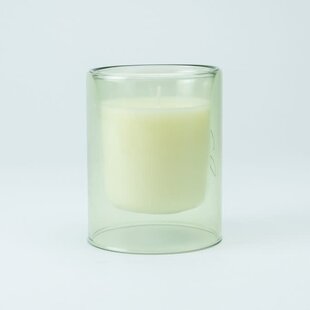 Dubbelwandig Glas Met Kaars - Zijdegroen (groot)