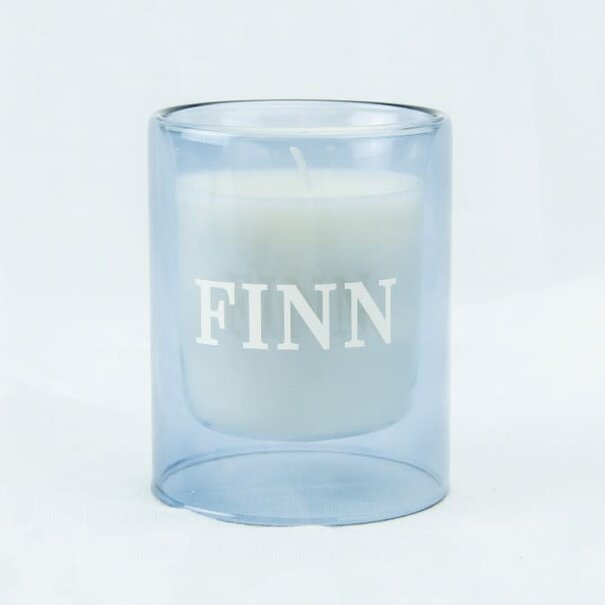 Dubbelwandig Glas Met Kaars - Blauw (groot)