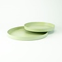 Set van 2 metalen dienbladen rond - Zijdegroen
