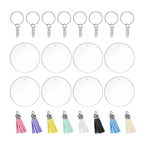 TeckwrapCraft | Round Acrylic Keychain Blanks - Set van 8