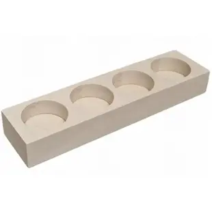 Waxinelichthouder rechthoek met 4 gaten beukenhout (laag)