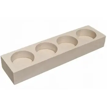 Waxinelichthouder rechthoek met 4 gaten beukenhout (laag)