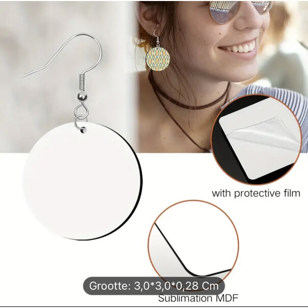 Sublimatie - Set van 20 blanco oorbellen rond