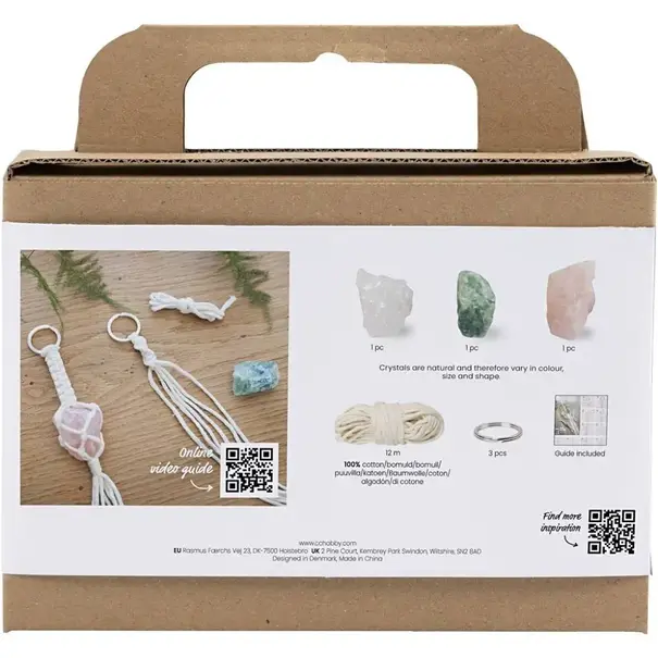Creativ Company | Mini Hobbyset Macramé - Sleutelhanger met kristal