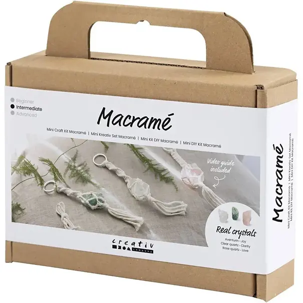 Creativ Company | Mini Hobbyset Macramé - Sleutelhanger met kristal