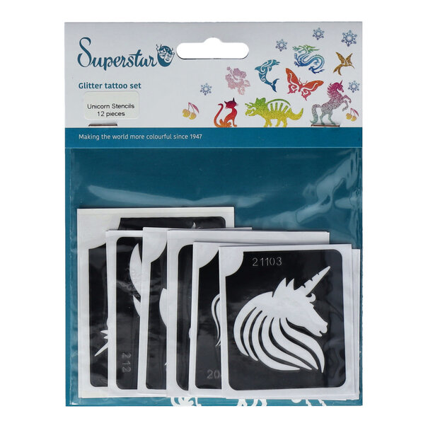 Superstar | Unicorn Glittertattoo Stencils (12 pcs)