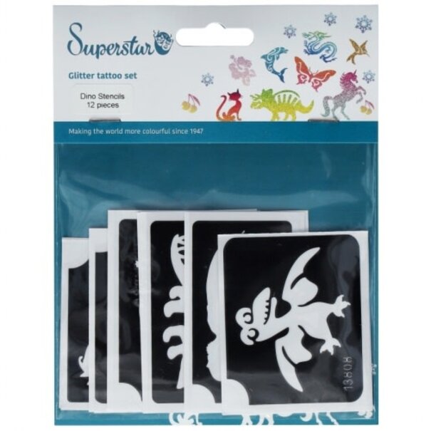 Superstar | Dino Glittertattoo Stencils (12 pcs)