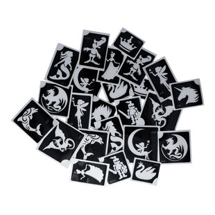 Fantasy Fairytale XL Glittertattoo Stencils (24 pcs)