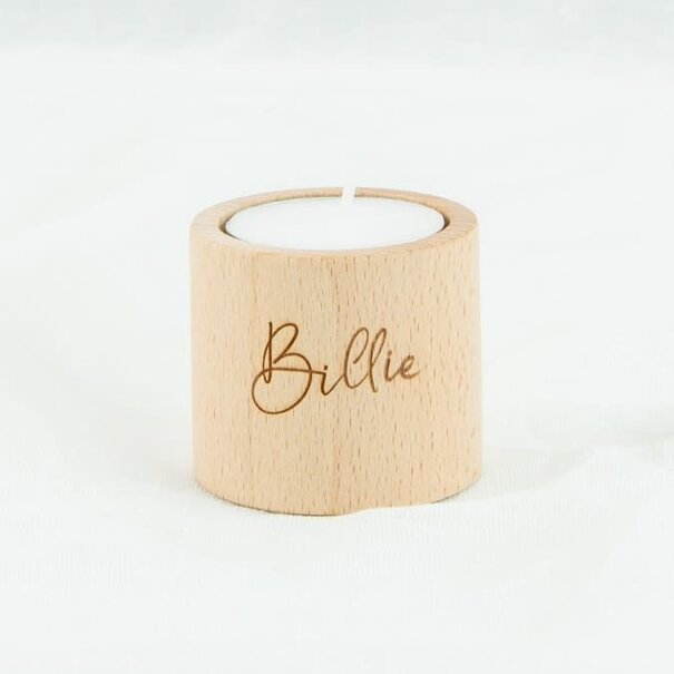 Theelichthouder hout rond