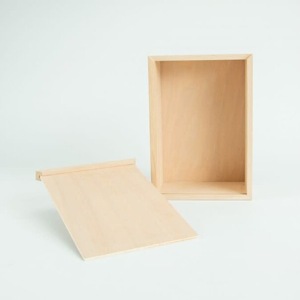 Houten kistje met schuifdeksel (Large/ 23cm)