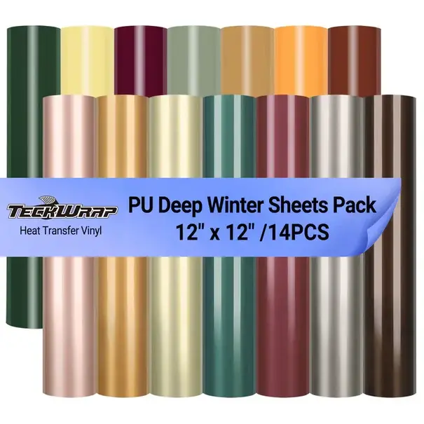TeckwrapCraft | PU Deep Winter HTV Sheets Pack (14 PCS)