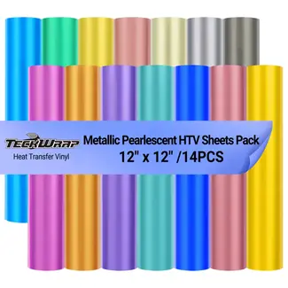 TeckwrapCraft | Metallic Pearlescent HTV Sheets Pack ( 14 PCS)