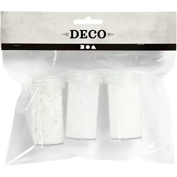 Kunstsneeuw, Wit Glitter, 3 st