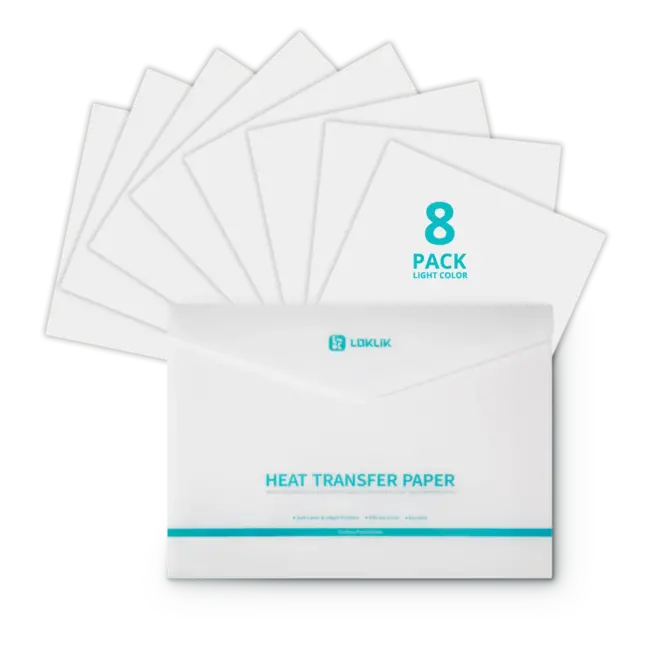 LOKLiK Heat Transfer Paper Sheet - Light - 8 Pack
