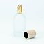 Glazen roomsprayflesje met houten dop 50ml - Frosted Wit