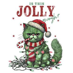 Textieltransfer DTF Set "Jolly Enough? Grinch Cat Christmas" - BIG