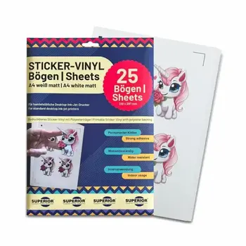 Superior | Superior inkjet printable vinyl white mat A4 (25 sheets)