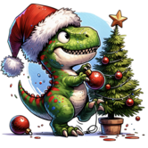 Textieltransfer DTF Set "Rockin' Around the Tree Rex" - SMALL