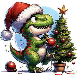 Textieltransfer DTF Set "Rockin' Around the Tree Rex" - SMALL