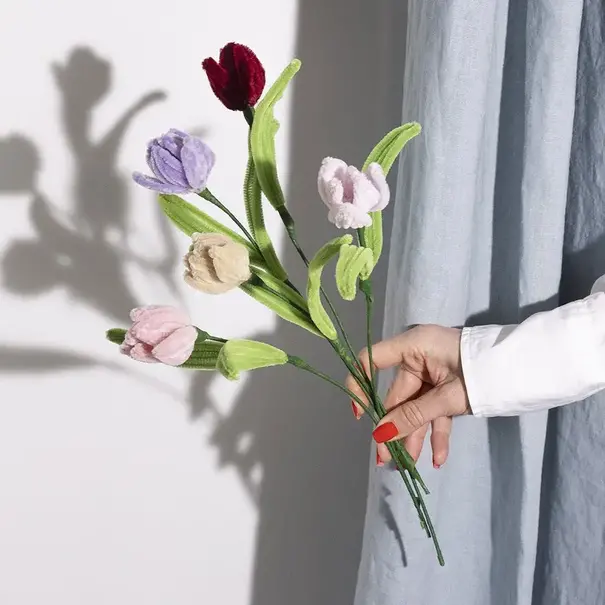 Creativ Company | Mini Hobbyset Bloemen van Chenilledraad - Tulpen