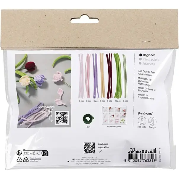 Creativ Company | Mini Hobbyset Bloemen van Chenilledraad - Tulpen