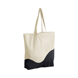 Organic Cotton Wave Maxi Bag - Natural / Black