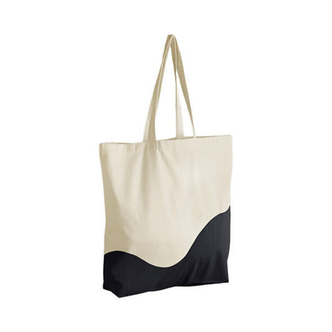 Organic Cotton Wave Maxi Bag - Natural / Black