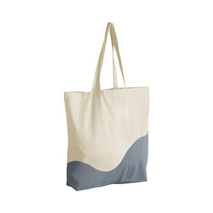 Organic Cotton Wave Maxi Bag - Natural / Blue Grey