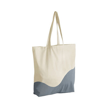Westford Mill | Organic Cotton Wave Maxi Bag - Natural / Blue Grey