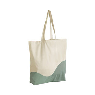 Organic Cotton Wave Maxi Bag - Naturel / Dusty Green