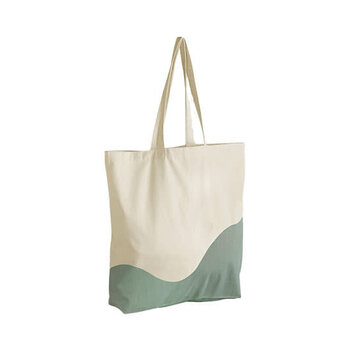 Westford Mill | Organic Cotton Wave Maxi Bag - Naturel / Dusty Green