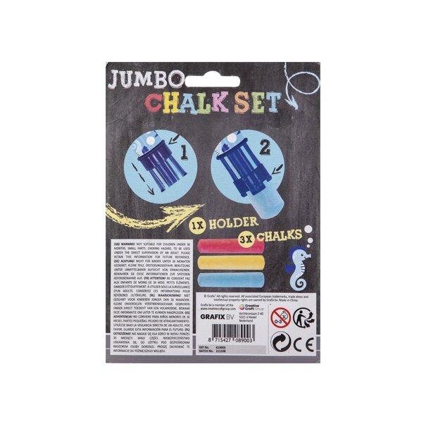 Jumbo Krijthouder Blauw + 3 Krijtjes