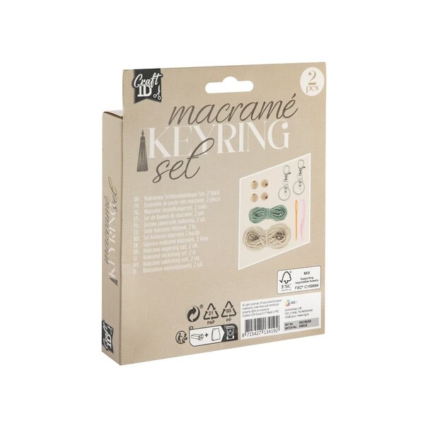 Craft1D | Macrame KeyRing-  Set van 2 met kralen
